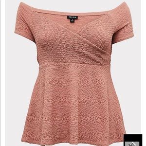 Torrid Textured Off-Shoulder Babydoll Top 00